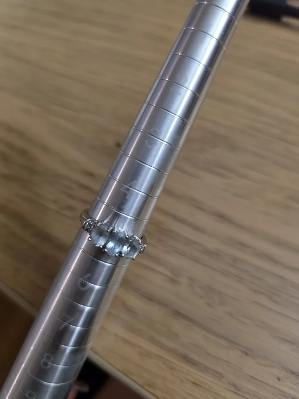 3 Stone Topaz 14k White Gold Ring